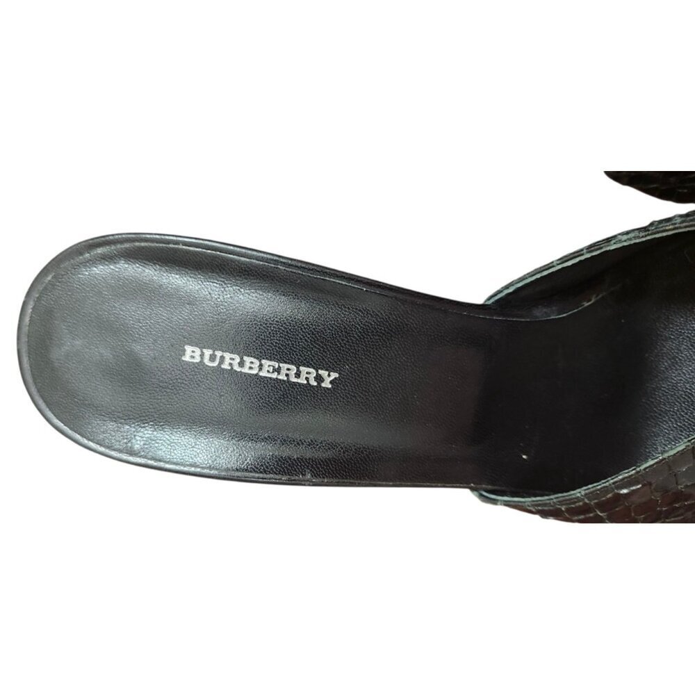Burberry Black Snakeskin High Heel Sandals Size EU 39.5/US 9 Designer Open To - Picture 9 of 13